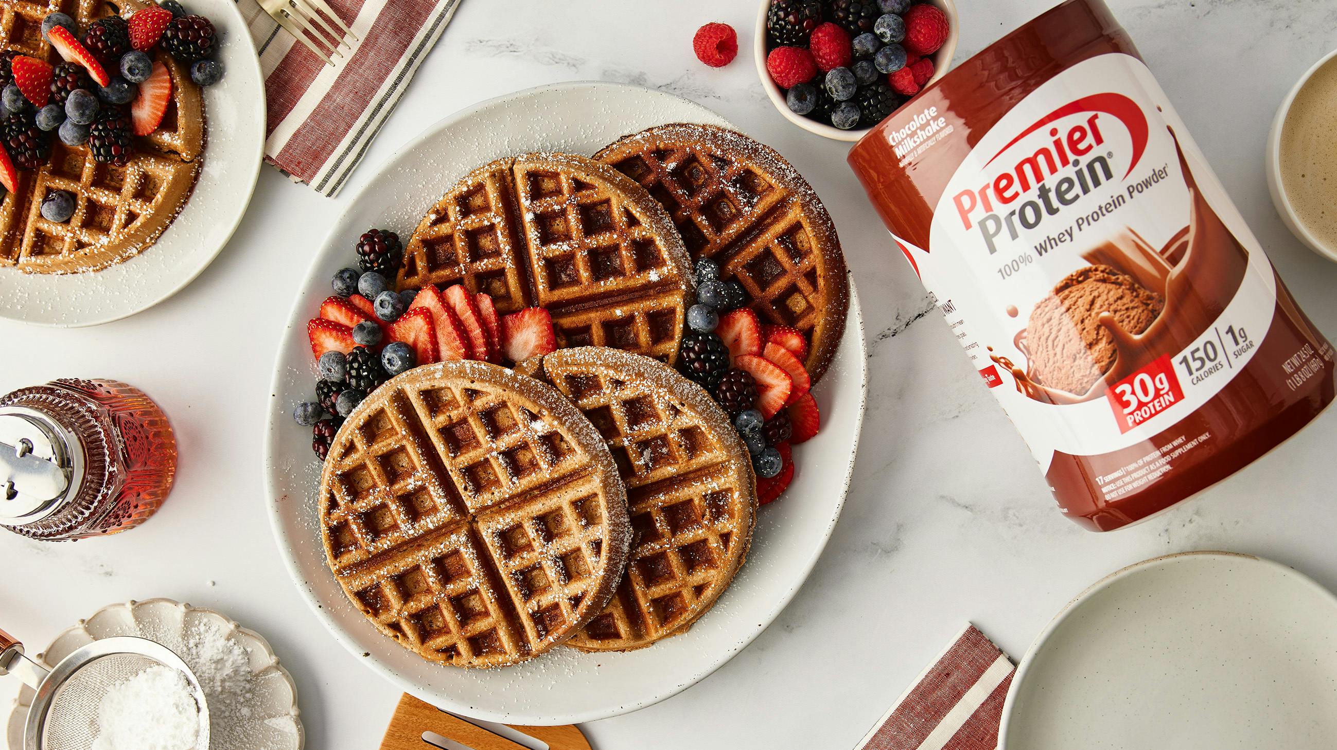 Recipe image for Chocolate Protein Waffles.