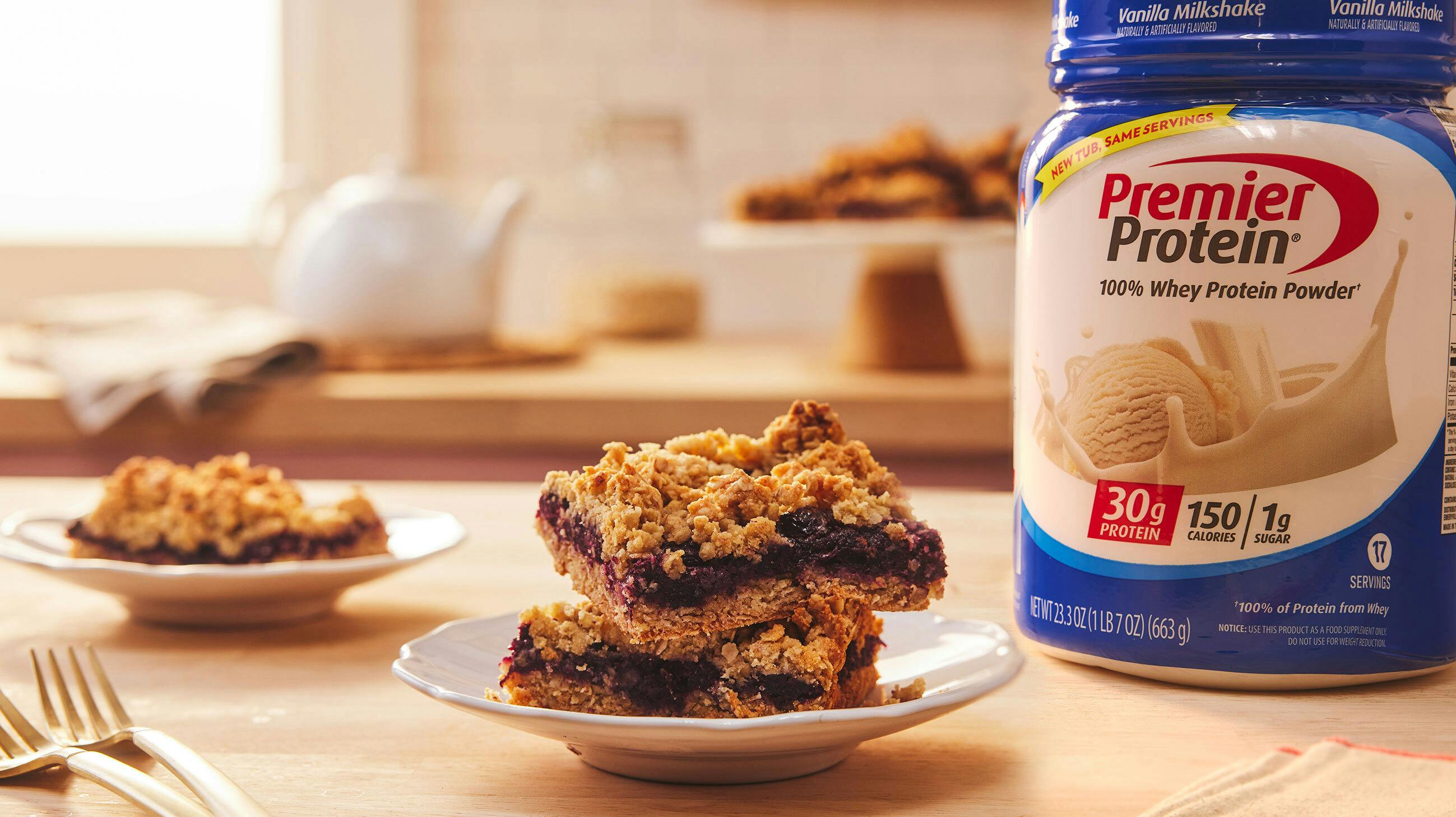 Recipe image for Protein Berry Crumble Bars.