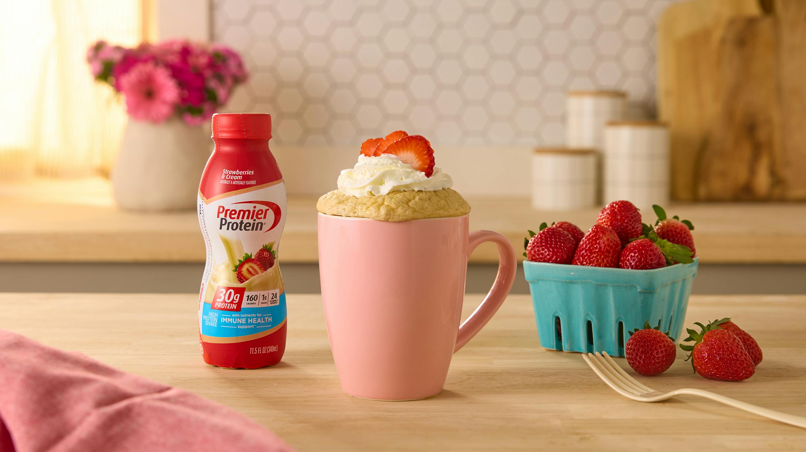Recipe image for Strawberry Shortcake Mug Cake.