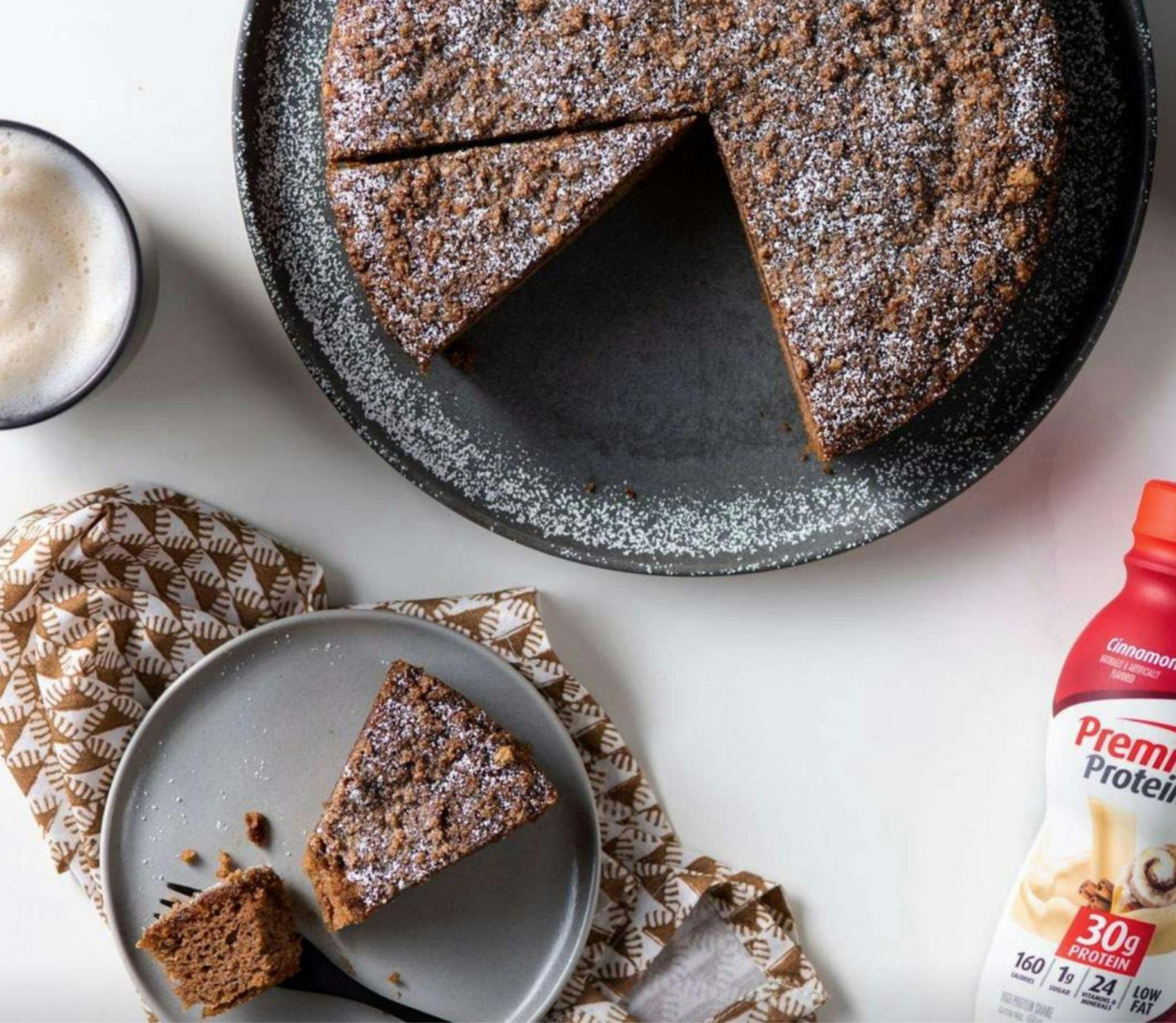 A chocolate cake that was made with Premier Protein.