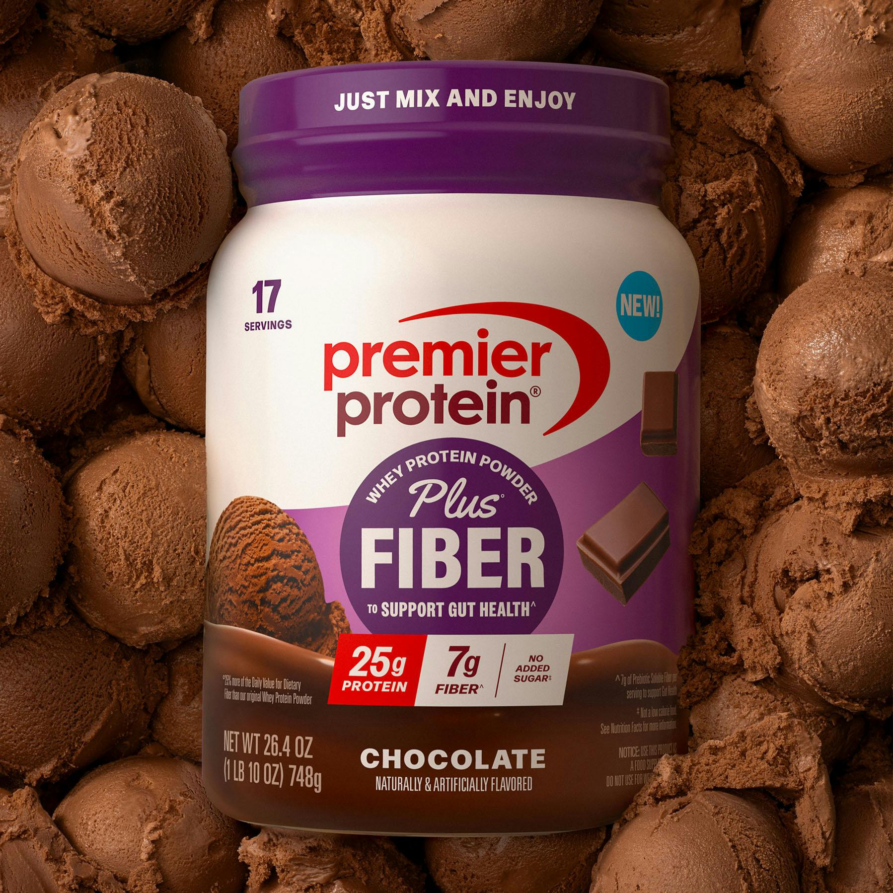 Pp powder fiber chocolate pdp masthead slide a 2x Protein Powder