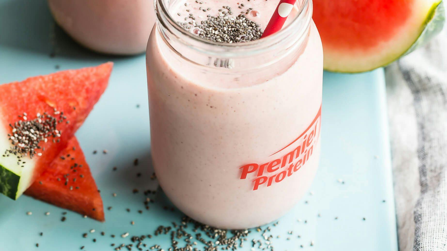 Recipe image for Watermelon & Strawberry Chia Smoothie.