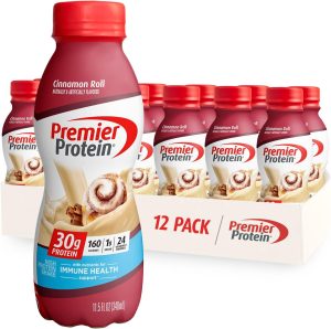 Premier Protein Shake. 30g Protein. 1g Sugar.24 Vitamins&Minerals Nutrients to Support Immune Health. Cinnamon Roll.11.5 fl oz – Pack of 12