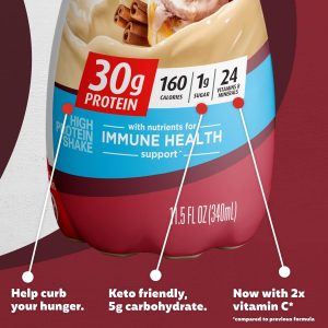 Premier Protein Shake. 30g Protein. 1g Sugar.24 Vitamins&Minerals Nutrients to Support Immune Health. Cinnamon Roll.11.5 fl oz – Pack of 12