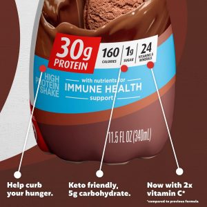 Premier Protein Shake. Chocolate. 30g Protein 1g Sugar 24 Vitamins Minerals Nutrients to Support Immune Health. 11.5 fl oz (Pack of 6)