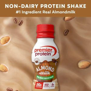 Premier Protein Almondmilk Plant Based Protein Shake. 20g Protein. 5g Sugar. 11.5 Fl oz. Coffee. 12 Count