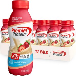 Premier Protein Shake. Strawberries & Cream. 30g Protein 1g Sugar 24 Vitamins Minerals Nutrients to Support Immune Health. 11.5 fl oz (Pack of 12)