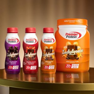 Premier Protein Indulgence Protein Shake. 30g Protein. 3g Sugar. Chocolate Covered Strawberry. 11.5 fl oz. Pack of 12