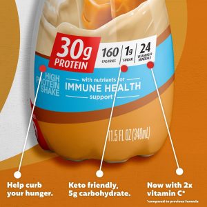 Premier Protein Shake. Caramel. 30g Protein 1g Sugar 24 Vitamins Minerals Nutrients to Support Immune Health. 11.5 fl oz (Pack of 6)