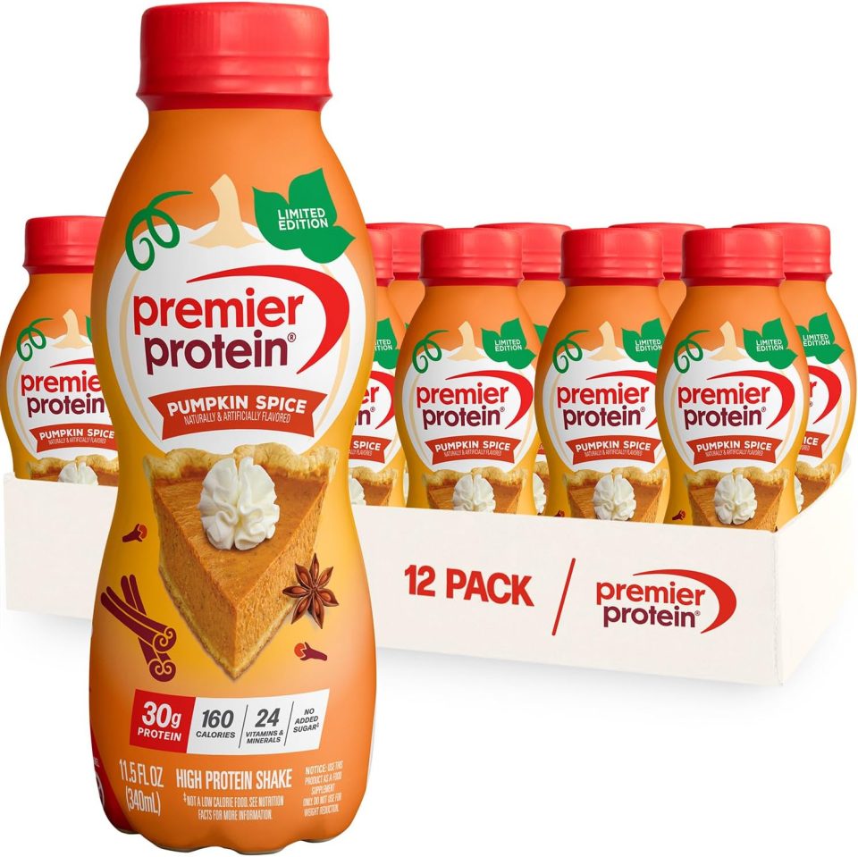 Premier Protein Shake. Limited Edition Pumpkin Spice. 30g Protein 1g Sugar 24 Vitamins Minerals Nutrients to Support Immune Health. 11.5 Fl Oz (Pack of 12)