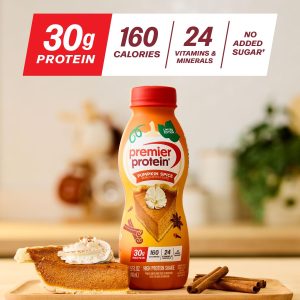 Premier Protein Shake. Limited Edition Pumpkin Spice. 30g Protein 1g Sugar 24 Vitamins Minerals Nutrients to Support Immune Health. 11.5 Fl Oz (Pack of 12)