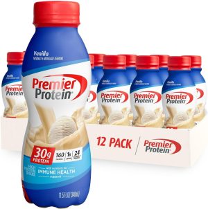 Premier Protein Shake. Vanilla. 30g Protein. 1g Sugar. 24 Vitamins & Minerals. Nutrients to Support Immune Health 11.5 fl oz. 12 Pack