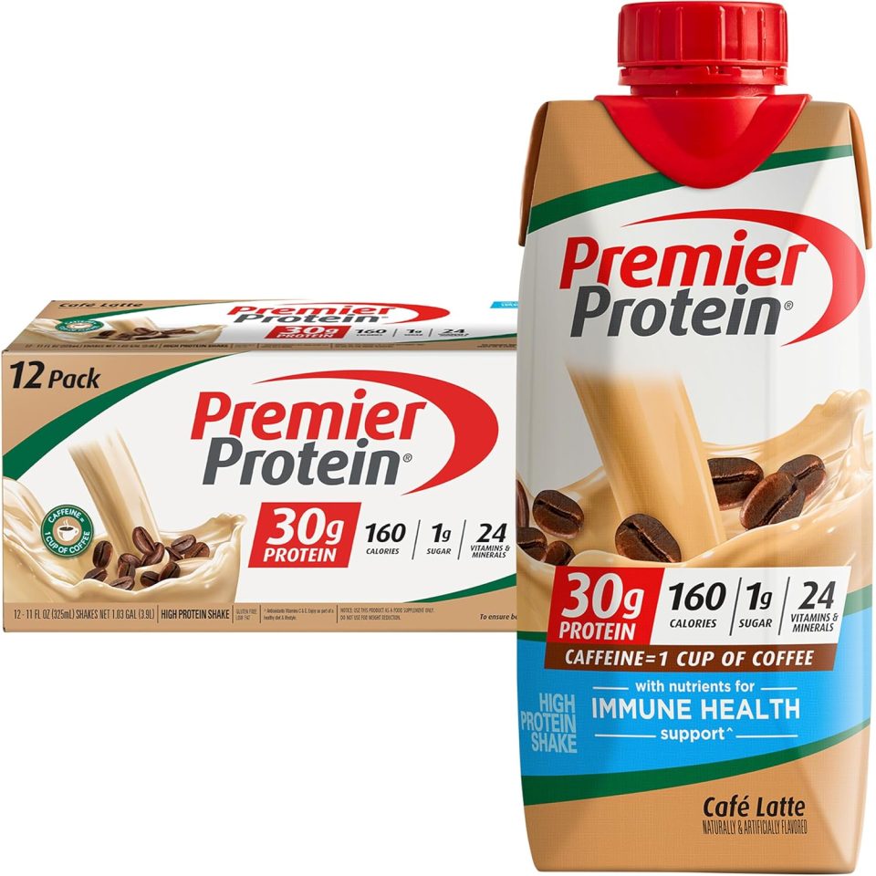 Premier Protein Protein Shake. Cafe Latte. 30g Protein. 1g Sugar. 11 fl oz Pack of 12
