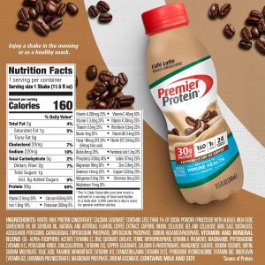 Premier Protein Shake. Café Latte. 30g Protein 1g Sugar 24 Vitamins Minerals Nutrients to Support Immune Health. 11.5 fl oz (Pack of 6)