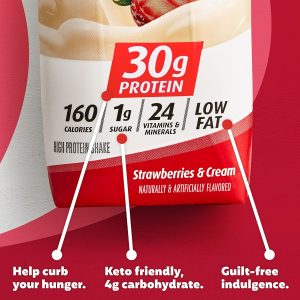 Premier Protein 30g Shakes Strawberries Cream 11 Fluid Ounces. Strawberry Shake. 44 Fl Oz. (Pack of 4)