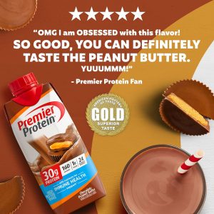 Premier Protein Protein Shake. Chocolate Peanut Butter. 30g Protein. 1g Sugar. 11 fl oz Pack of 12