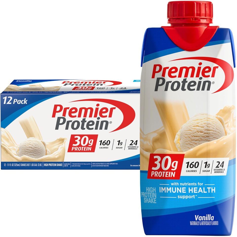 Premier Protein Protein Shake. Vanilla. 30g Protein. No Added Sugar. 11 fl oz Pack of 12 (Packaging May Vary)