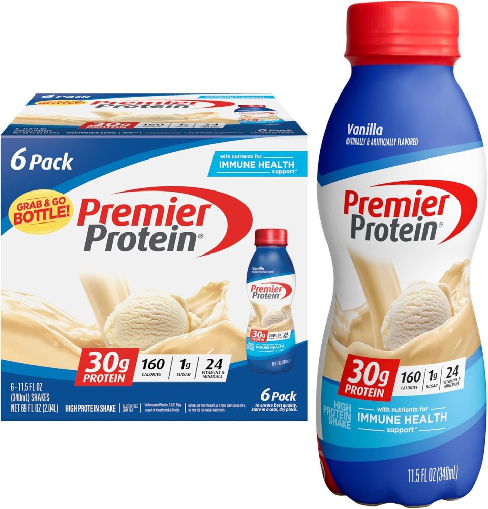 Premier Protein Shake. Vanilla. 30g Protein 1g Sugar 24 Vitamins Minerals Nutrients to Support Immune Health. 11.5 fl oz (Pack of 6)