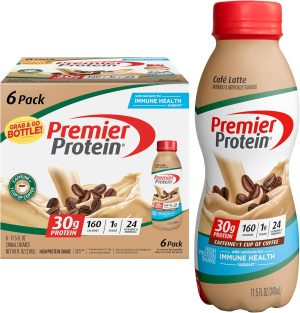 Premier Protein Shake. Café Latte. 30g Protein 1g Sugar 24 Vitamins Minerals Nutrients to Support Immune Health. 11.5 fl oz (Pack of 6)