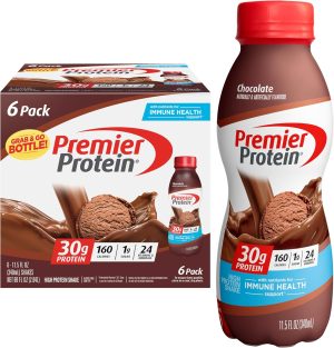 Premier Protein Shake. Chocolate. 30g Protein 1g Sugar 24 Vitamins Minerals Nutrients to Support Immune Health. 11.5 fl oz (Pack of 6)
