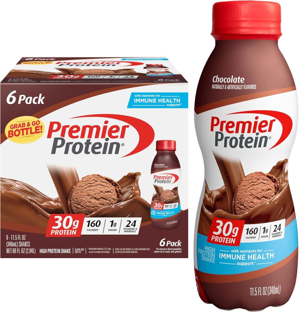 Premier Protein Shake. Chocolate. 30g Protein 1g Sugar 24 Vitamins Minerals Nutrients to Support Immune Health. 11.5 fl oz (Pack of 6)