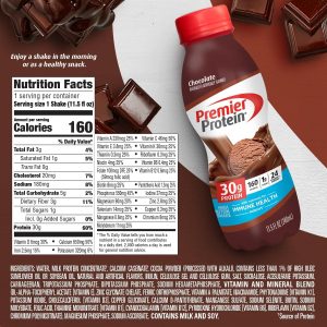 Premier Protein Shake. Chocolate. 30g Protein 1g Sugar 24 Vitamins Minerals Nutrients to Support Immune Health. 11.5 fl oz (Pack of 6)