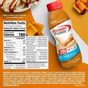 Premier Protein Shake. Caramel. 30g Protein 1g Sugar 24 Vitamins Minerals Nutrients to Support Immune Health. 11.5 fl oz (Pack of 6)