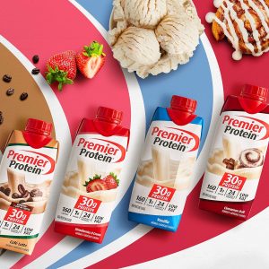 Premier Protein Shake. Chocolate. 30g Protein. 1g Sugar. 24 Vitamins & Minerals. Nutrients to Support Immune Health. 4 Count. 44 Fl Oz