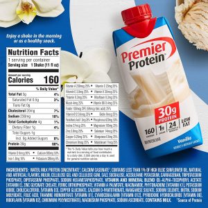Premier Protein Shake 30g 1g Sugar 24 Vitamins Minerals Nutrients to Support Immune Health. Vanilla. 44 Fl Oz. (Pack of 4)