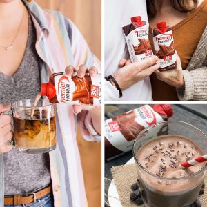 Premier Protein Shake. Chocolate. 30g Protein. 1g Sugar. 24 Vitamins & Minerals. Nutrients to Support Immune Health. 4 Count. 44 Fl Oz